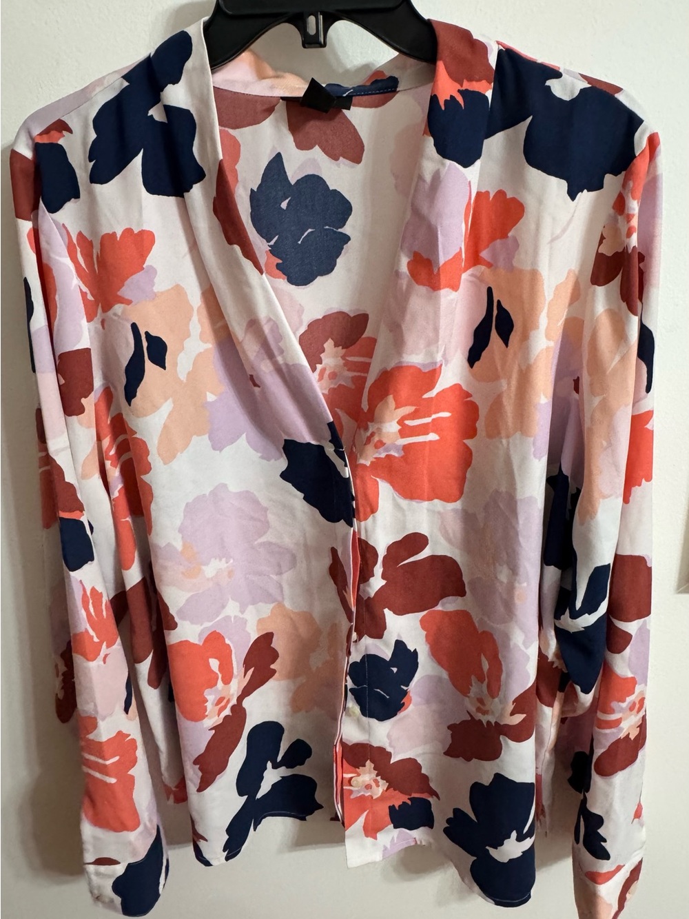 Halogen Floral Blouse in Coral, Navy & Blush